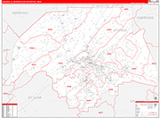 Gadsden Metro Area Wall Map Red Line Style