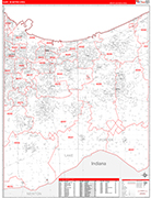 Gary Metro Area Wall Map Red Line Style