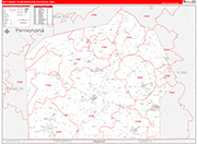 Gettysburg Metro Area Wall Map Red Line Style