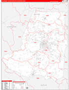 Goldsboro Metro Area Wall Map Red Line Style