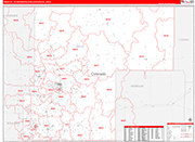 Greeley Metro Area Wall Map Red Line Style