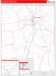 Hattiesburg Metro Area Wall Map Red Line Style