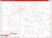 Hattiesburg Metro Area Wall Map Red Line Style