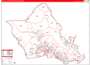 Honolulu Metro Area Digital Map Red Line Style