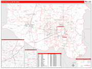 Huntsville Metro Area Wall Map Red Line Style