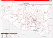 Huntsville Metro Area Wall Map Red Line Style