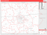 Jackson Metro Area Wall Map Red Line Style