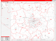 Jackson Metro Area Wall Map Red Line Style