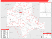 Jackson Metro Area Wall Map Red Line Style