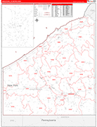 Jamestown Metro Area Wall Map Red Line Style