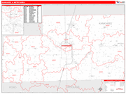 Kankakee Metro Area Wall Map Red Line Style