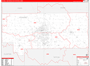 Kokomo Metro Area Wall Map Red Line Style