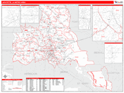 Lafayette Metro Area Wall Map Red Line Style