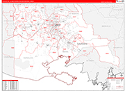 Lafayette Metro Area Wall Map Red Line Style