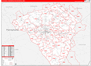 Lancaster Metro Area Wall Map Red Line Style