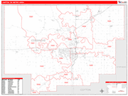 Lawton Metro Area Wall Map Red Line Style