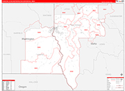 Lewiston Metro Area Wall Map Red Line Style