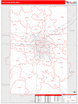 Lincoln Metro Area Wall Map Red Line Style
