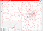 Lincoln Metro Area Wall Map Red Line Style