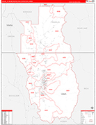 Logan Metro Area Wall Map Red Line Style