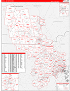 Lowell Metro Area Wall Map Red Line Style