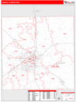 Lubbock Metro Area Wall Map Red Line Style