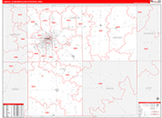 Lubbock Metro Area Wall Map Red Line Style