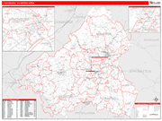 Lynchburg Metro Area Wall Map Red Line Style