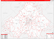 Lynchburg Metro Area Wall Map Red Line Style