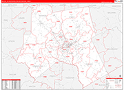 Macon Metro Area Wall Map Red Line Style