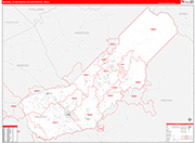 Madera Metro Area Wall Map Red Line Style