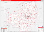 Madison Metro Area Wall Map Red Line Style
