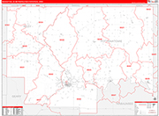 Manhattan Metro Area Wall Map Red Line Style