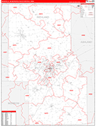 Mansfield Metro Area Wall Map Red Line Style