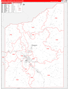 Medford Metro Area Wall Map Red Line Style