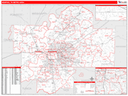 Memphis Metro Area Wall Map Red Line Style