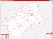 Merced Metro Area Wall Map Red Line Style