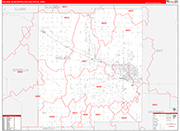Midland Metro Area Wall Map Red Line Style