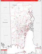 Mobile Metro Area Wall Map Red Line Style