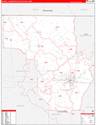 Monroe Metro Area Wall Map Red Line Style