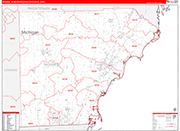 Monroe Metro Area Wall Map Red Line Style