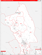 Napa Metro Area Wall Map Red Line Style