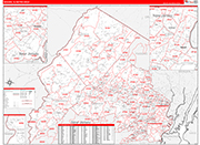 Newark Metro Area Wall Map Red Line Style