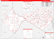 Newburgh Metro Area Wall Map Red Line Style
