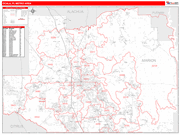Ocala Metro Area Wall Map Red Line Style