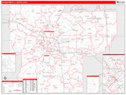 Peoria Metro Area Wall Map Red Line Style