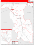 Pocatello Metro Area Wall Map Red Line Style
