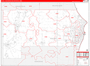 Racine Metro Area Wall Map Red Line Style