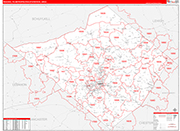 Reading Metro Area Wall Map Red Line Style