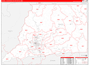 Redding Metro Area Wall Map Red Line Style